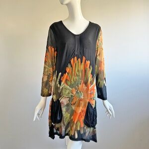Unique Floral pattern dress, bright and colourful, Size XL